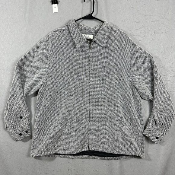 CJ Banks Jackets & Blazers - CJ Banks Womens Zip Up Coat Gray Collar Long Sleeve Plus Size 16W